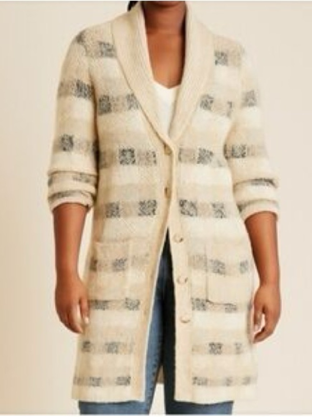 Anthropologie Far away Closed Long Cardigan - plaid